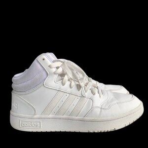 Adidas Hoops 3.0 Mid Sneakers Women’s 7.5 White Leather Athletic‎ Casual Shoes